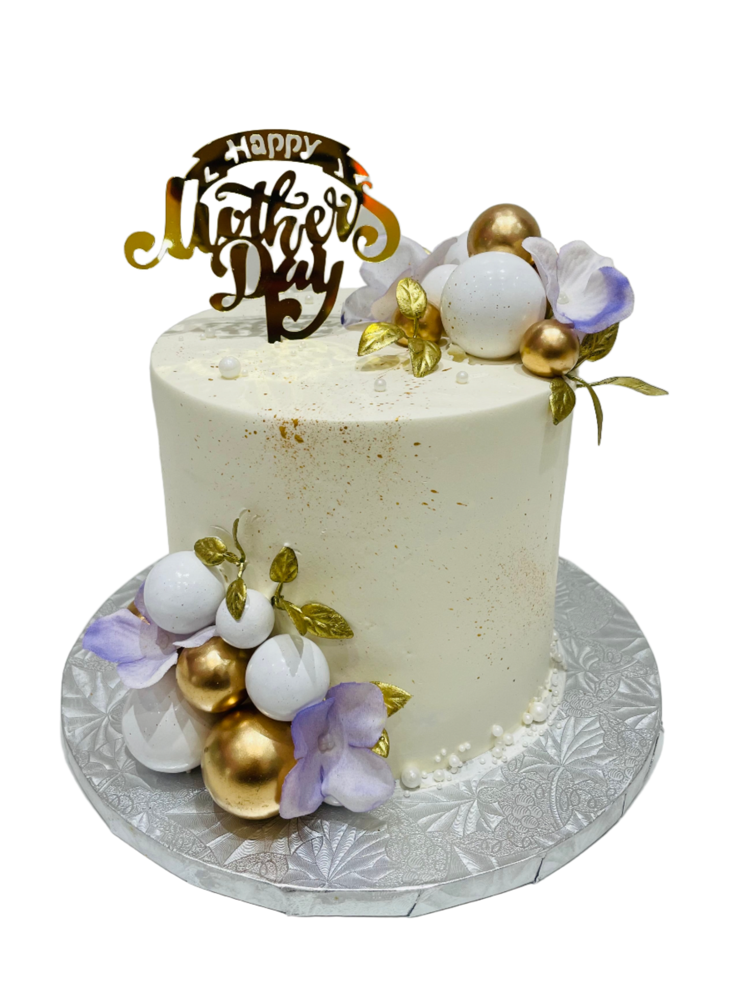 Purple Gold Leaf Mother's Day Cake