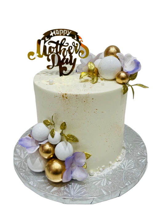 Purple Gold Leaf Mother's Day Cake