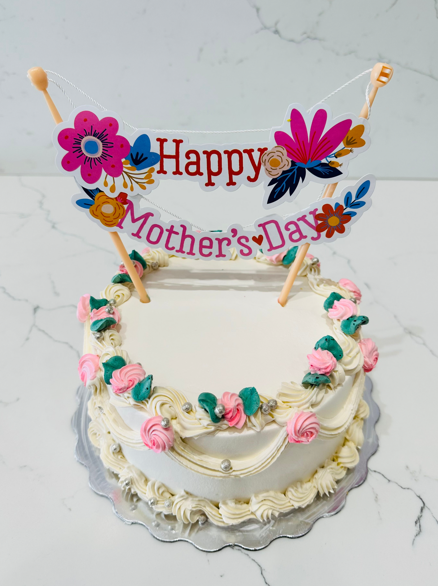 Ivory Floral Mother's Day Cake