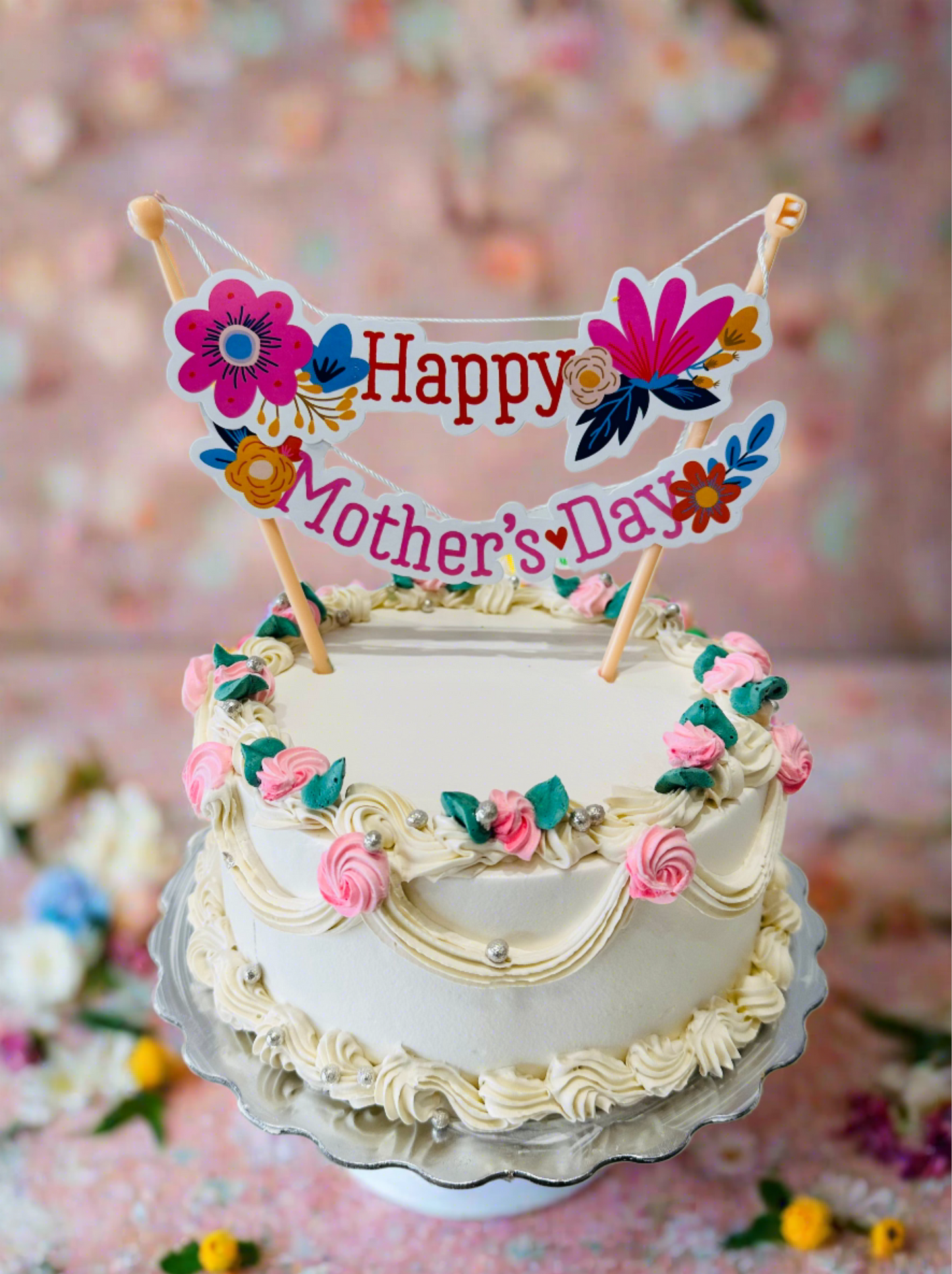 Ivory Floral Mother's Day Cake