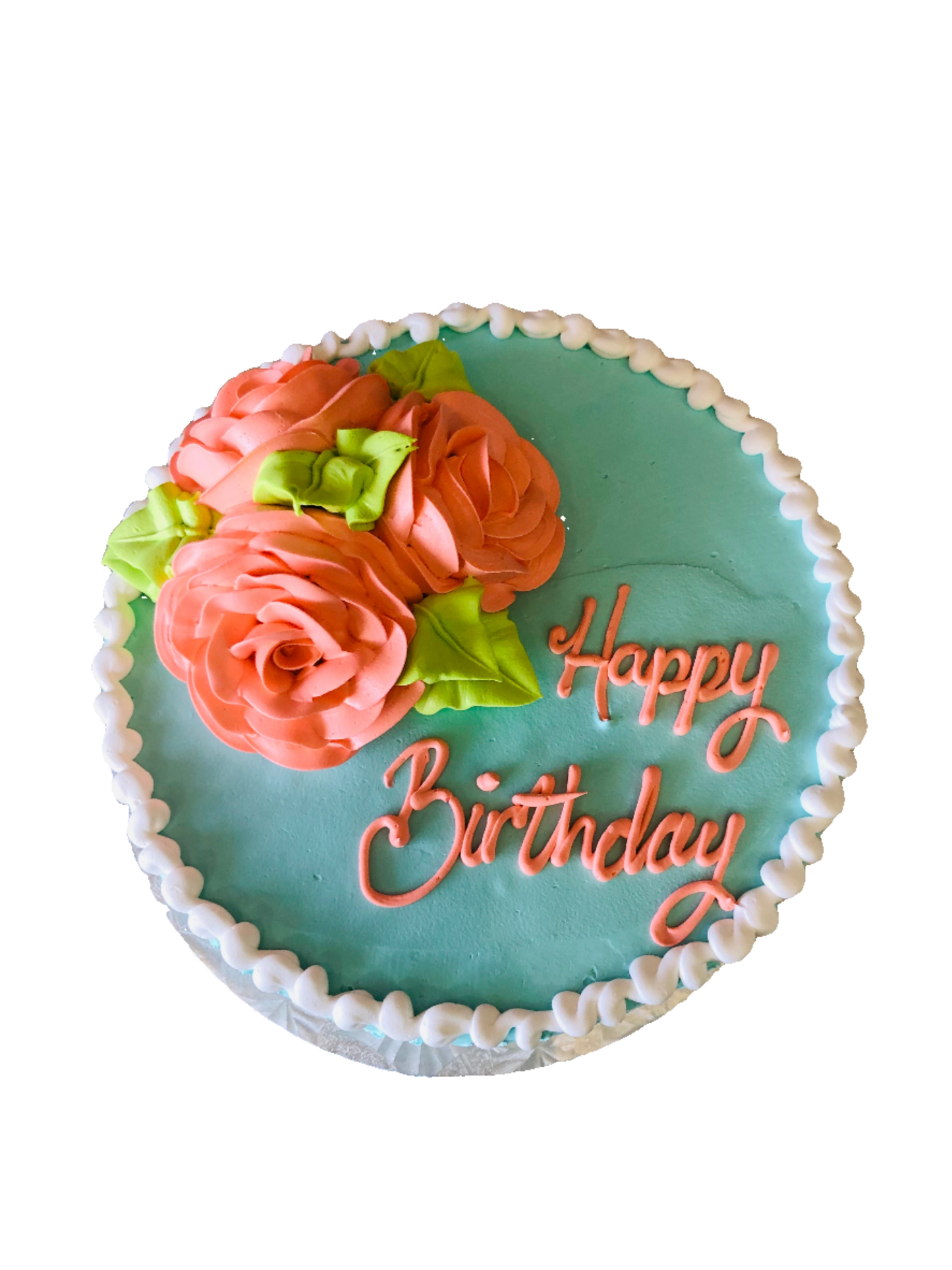 Teal & Peach Flower Cake