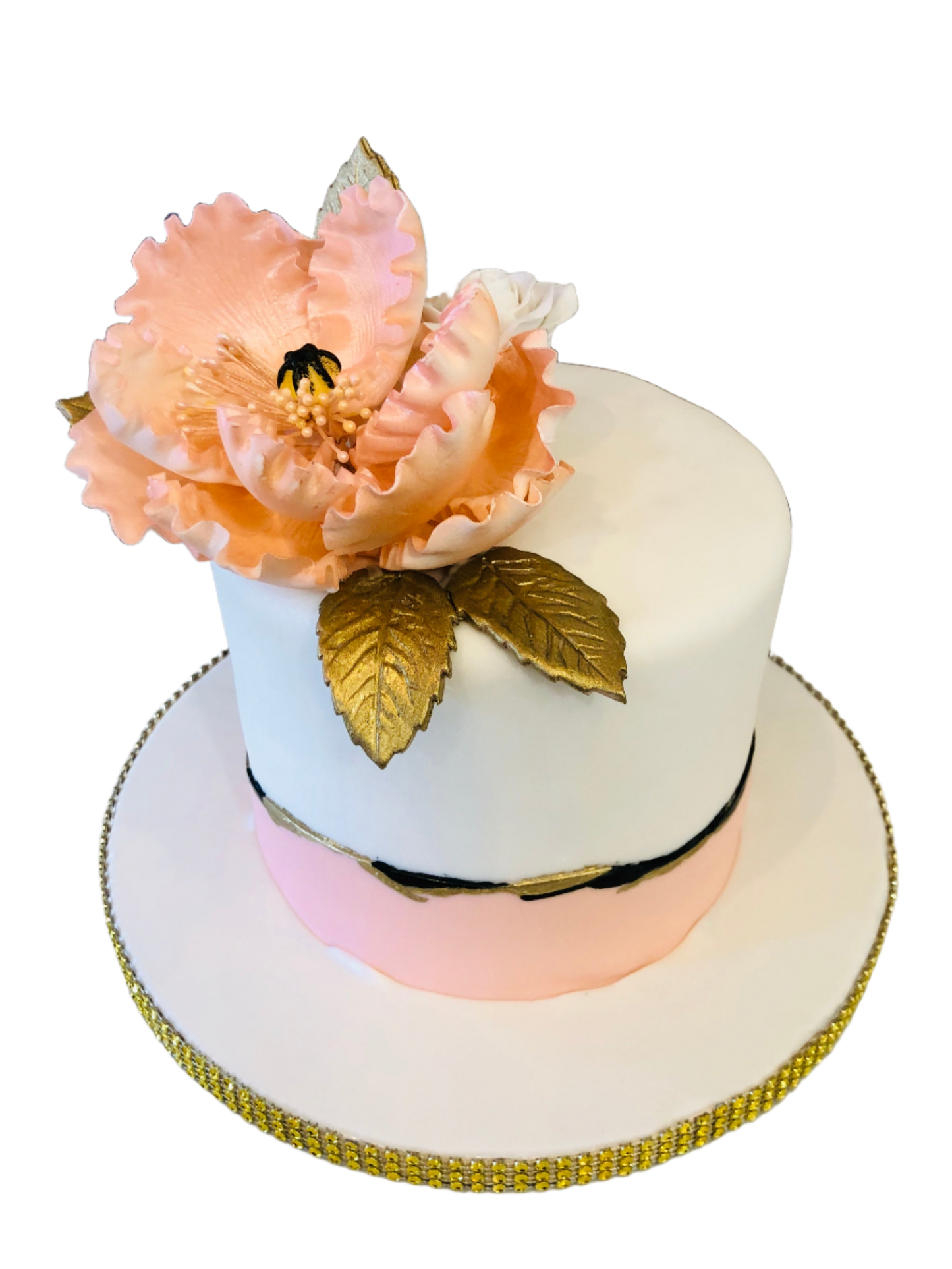 Peach Magnolia Fondant Cake