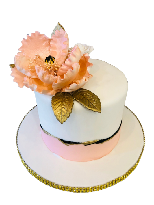 Peach Magnolia Fondant Cake