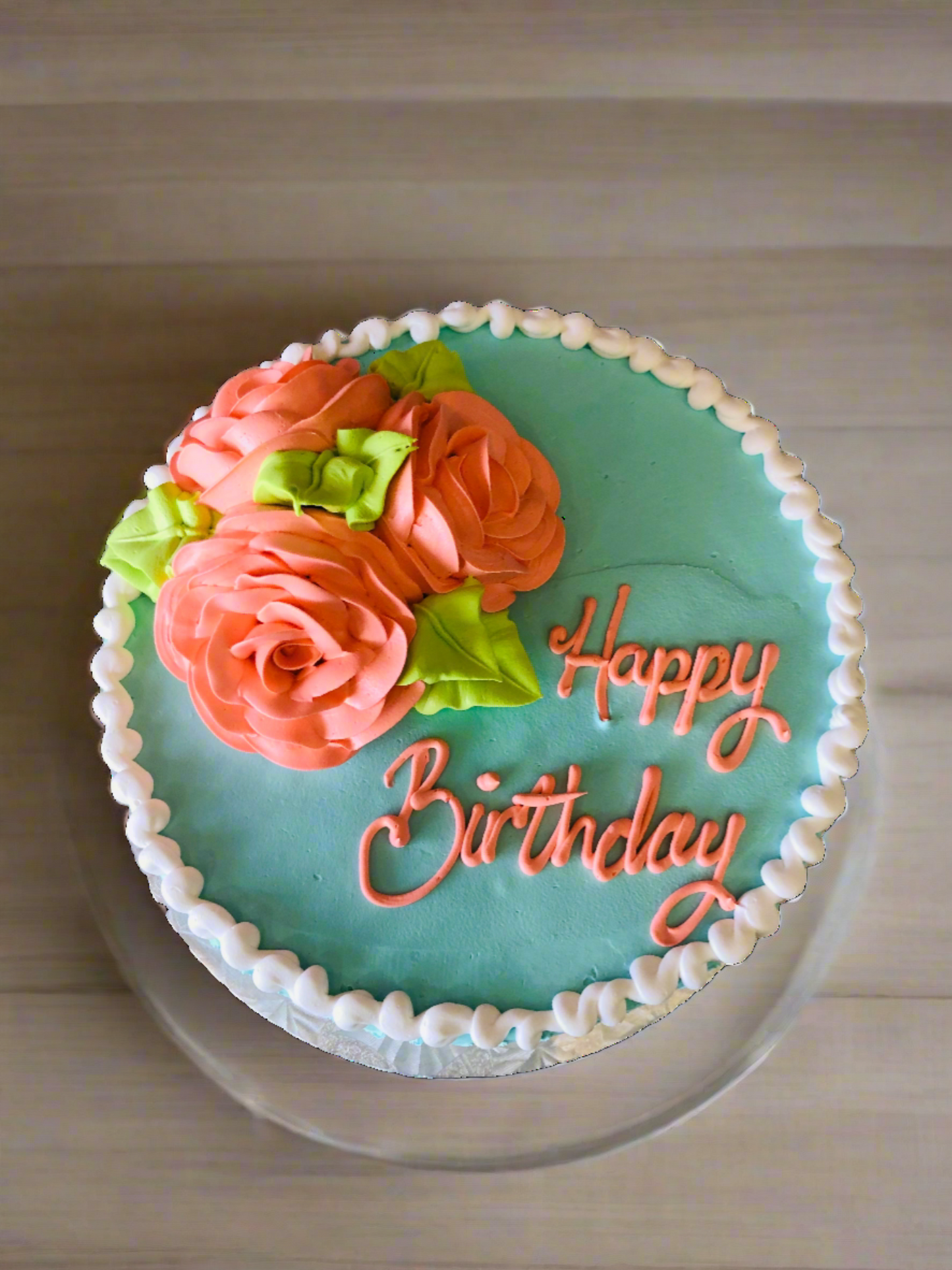 Teal & Peach Flower Cake