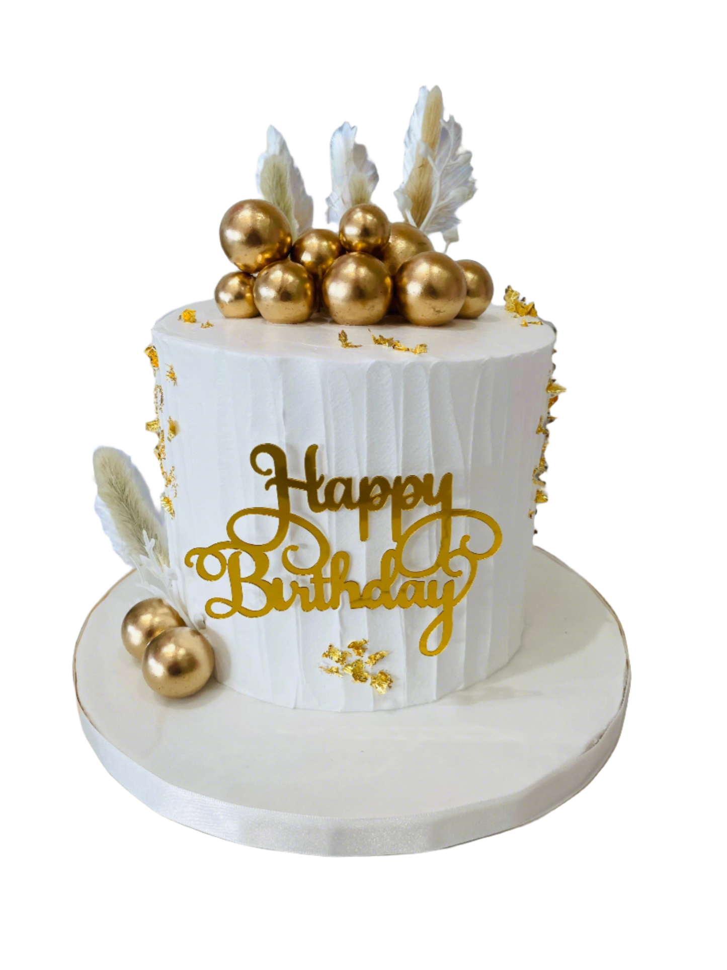 Boho White & Golden Cream Cake