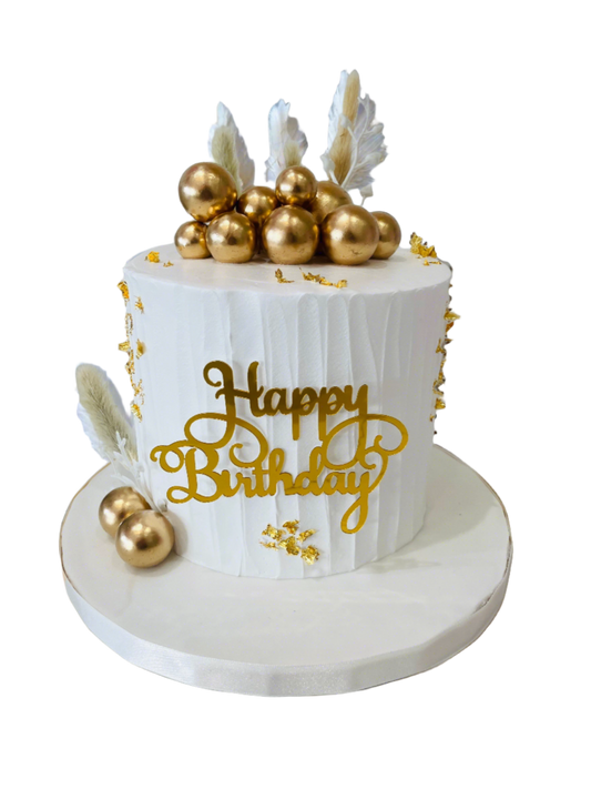 Boho White & Golden Cream Cake