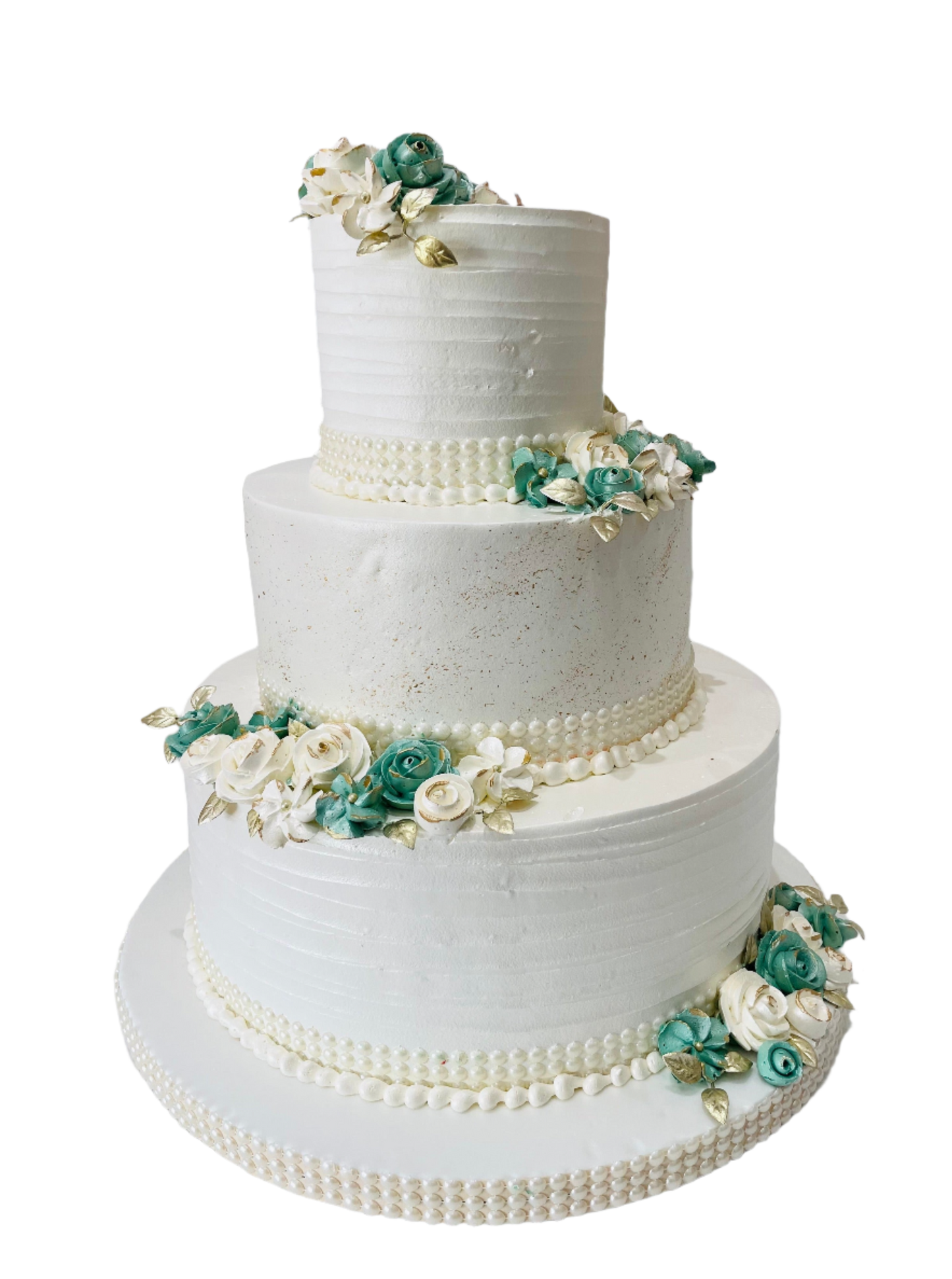 Ivory & Green Wedding Cream Cake