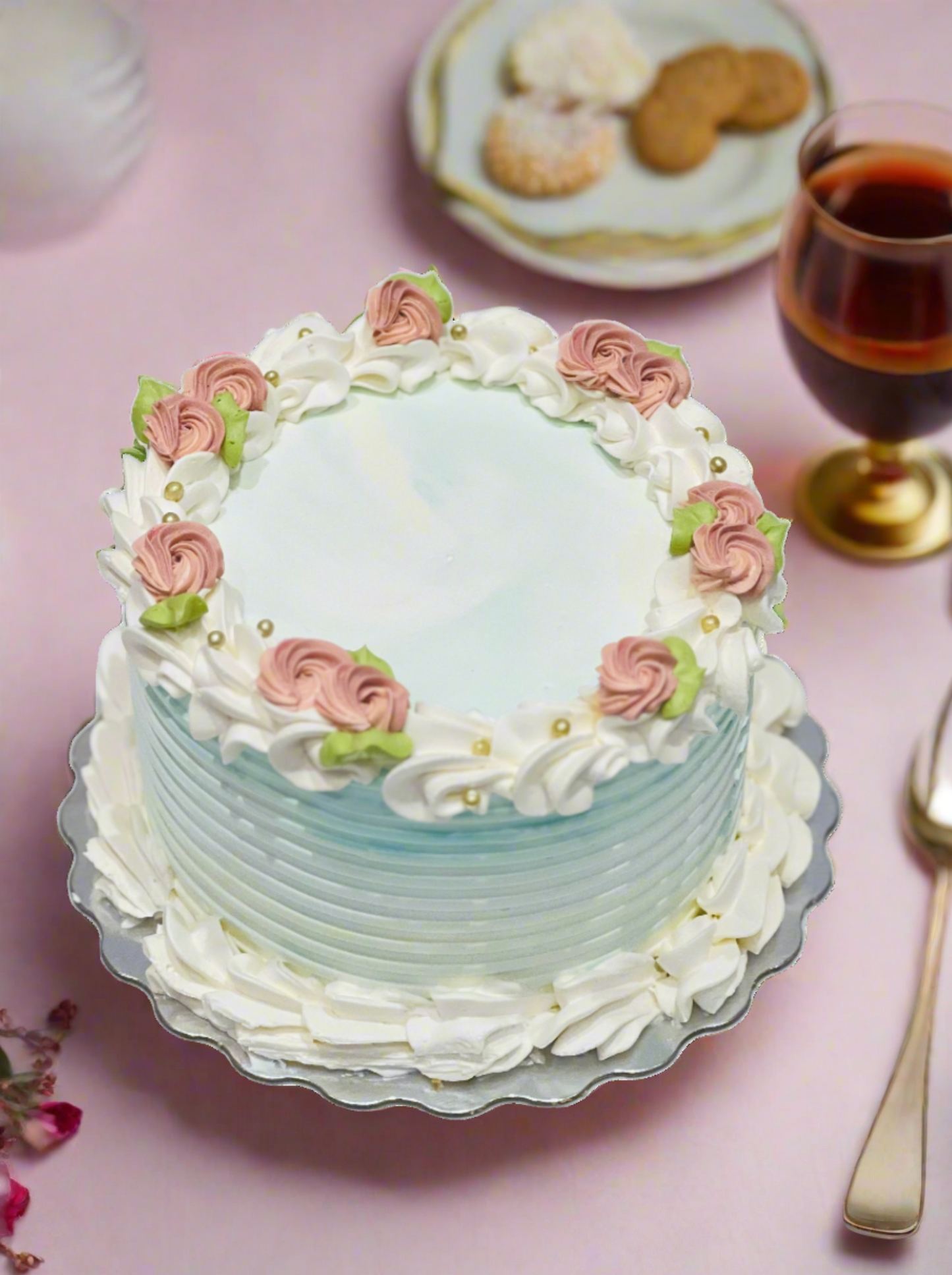 Adheera Teal & Rose Gold Cake