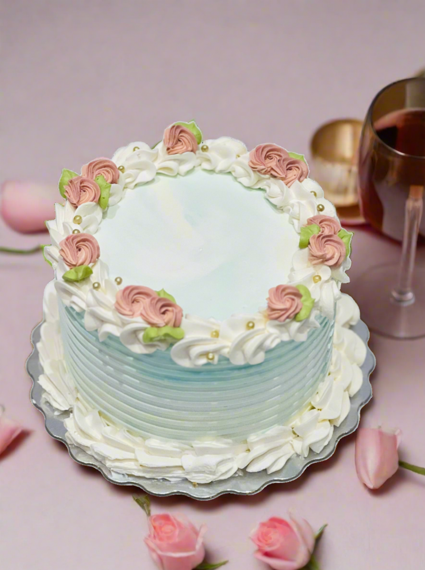 Adheera Teal & Rose Gold Cake