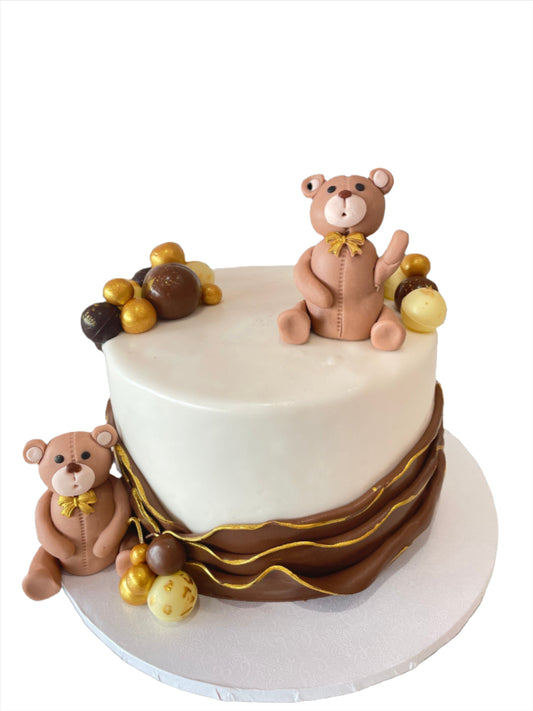 Teddy Bear Ruffle Fondant Cake