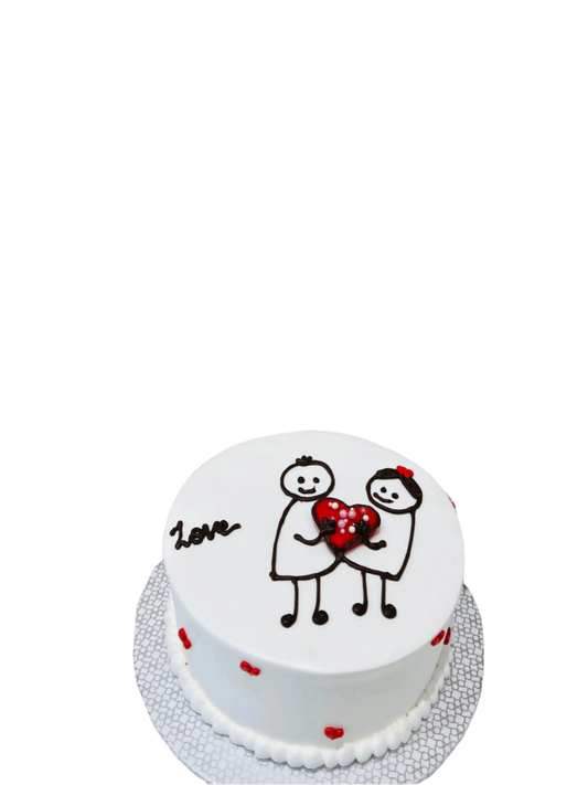 Couple Heart Cream Cake