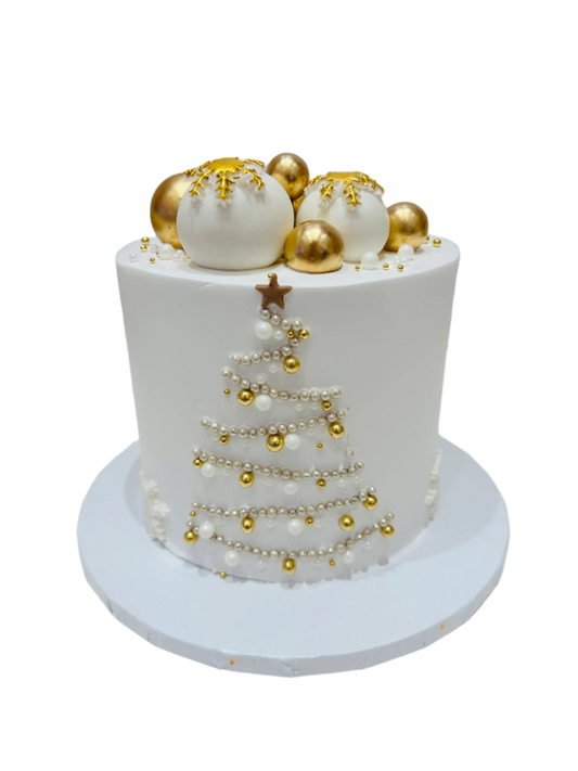 White & Gold Christmas Cake