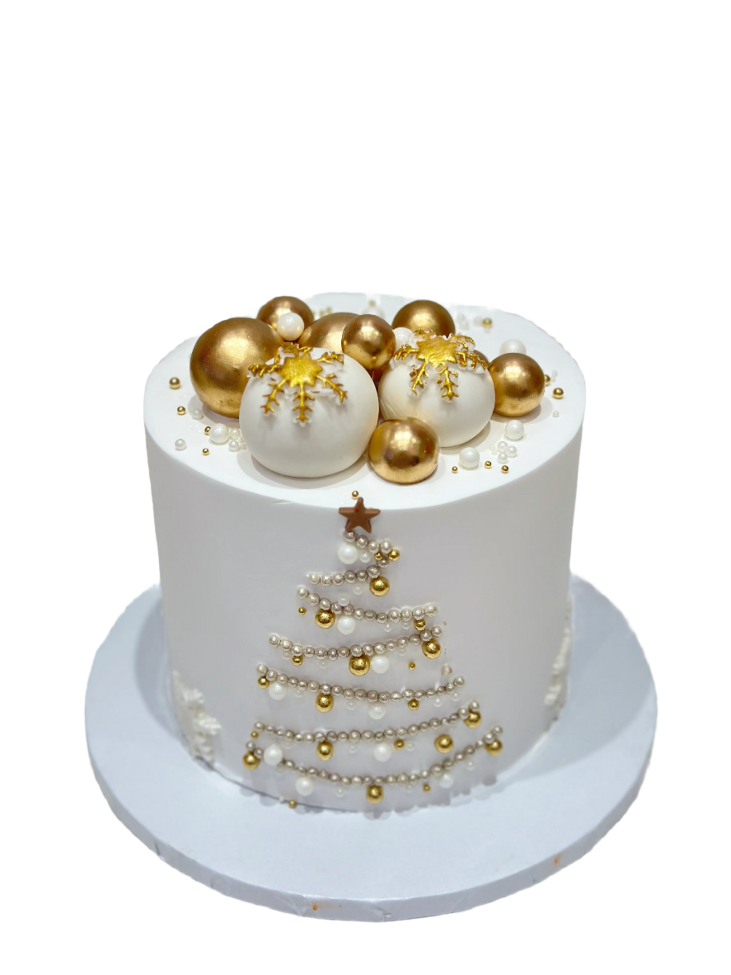 White & Gold Christmas Cake