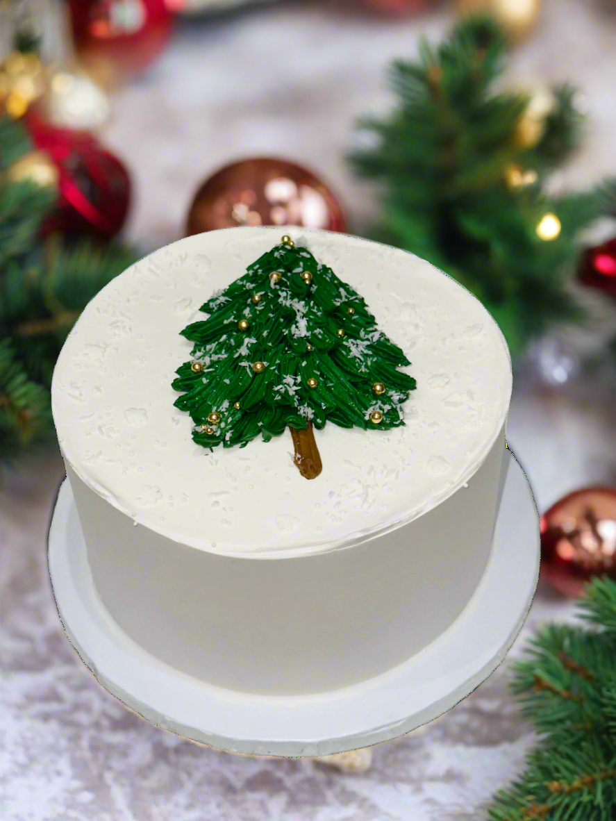 Christmas Tree Snowy Cake