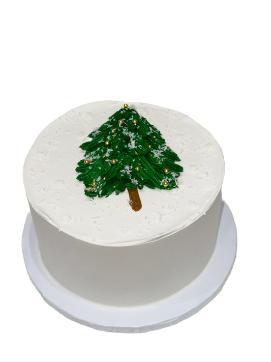Christmas Tree Snowy Cake