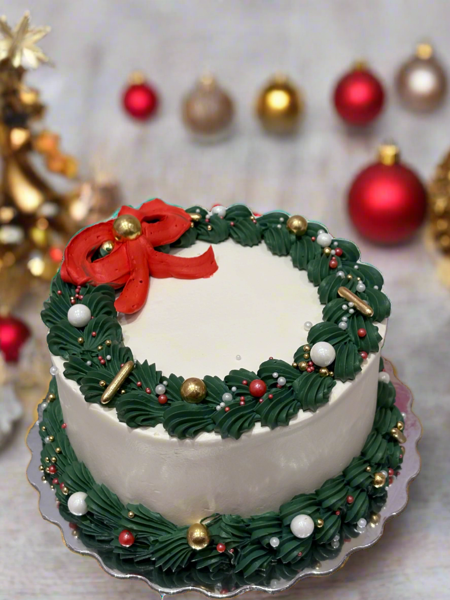 Red Bow Christmas Cake