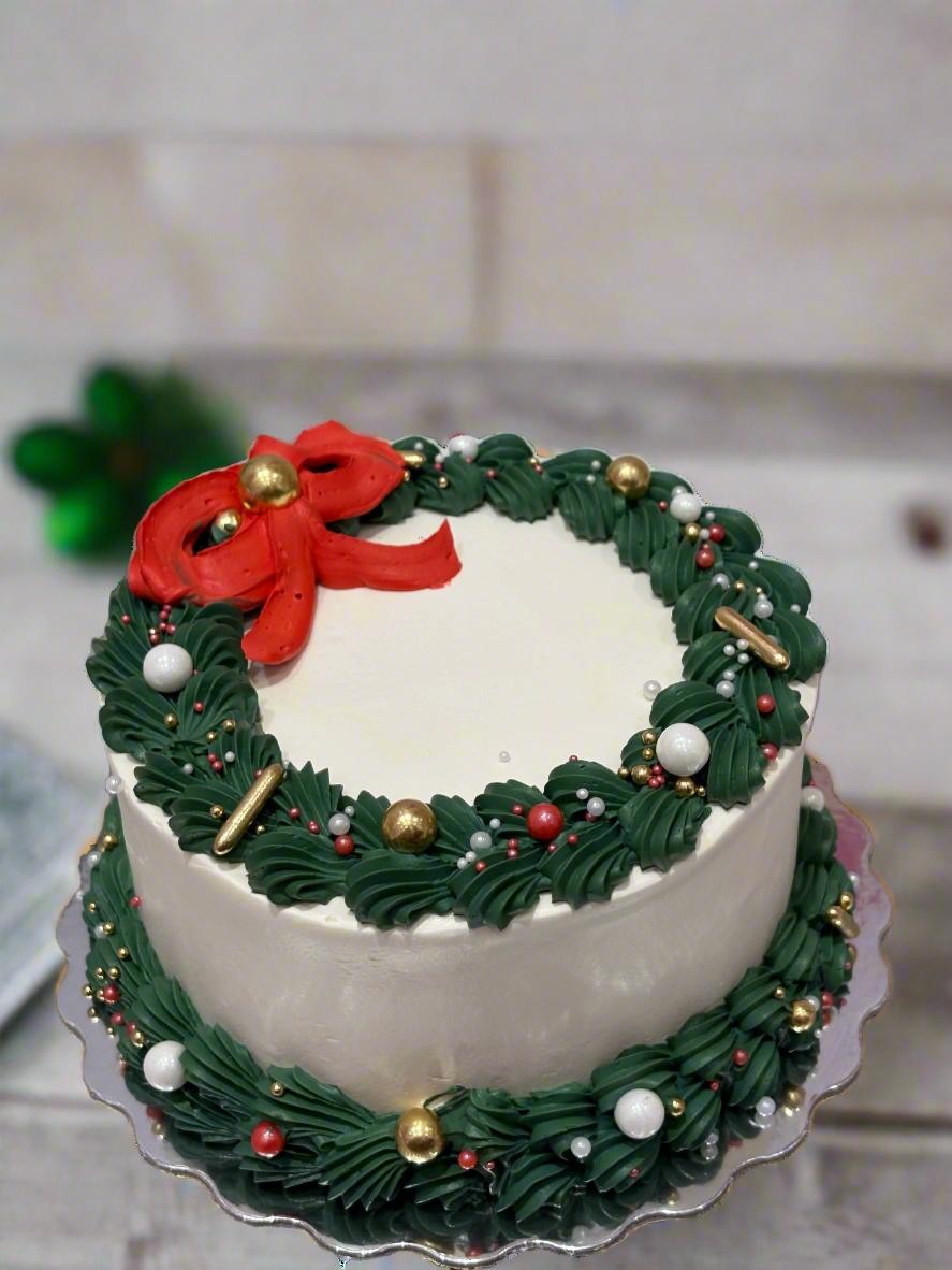 Red Bow Christmas Cake