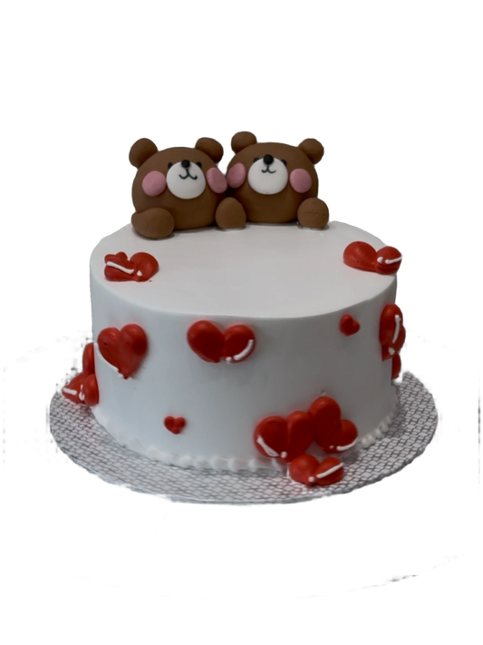 Teddy & Hearts Valentines Cake