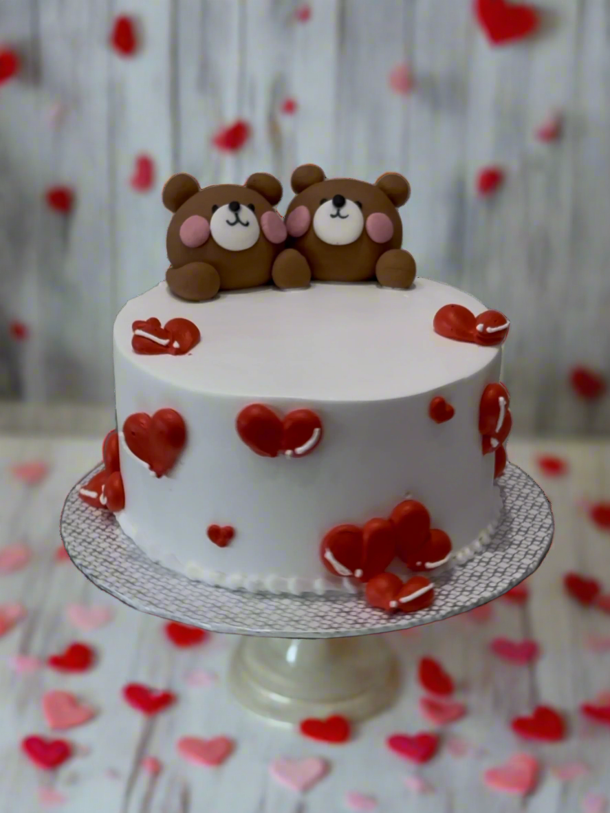 Teddy & Hearts Valentines Cake