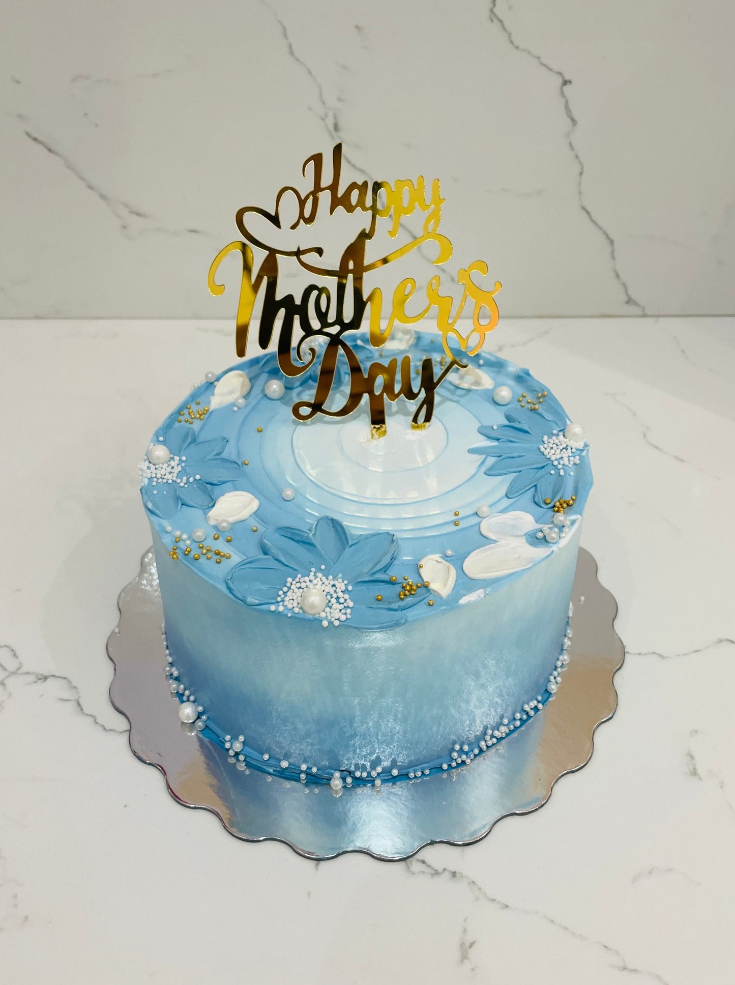 Dusty Blue Mother's Day Cake