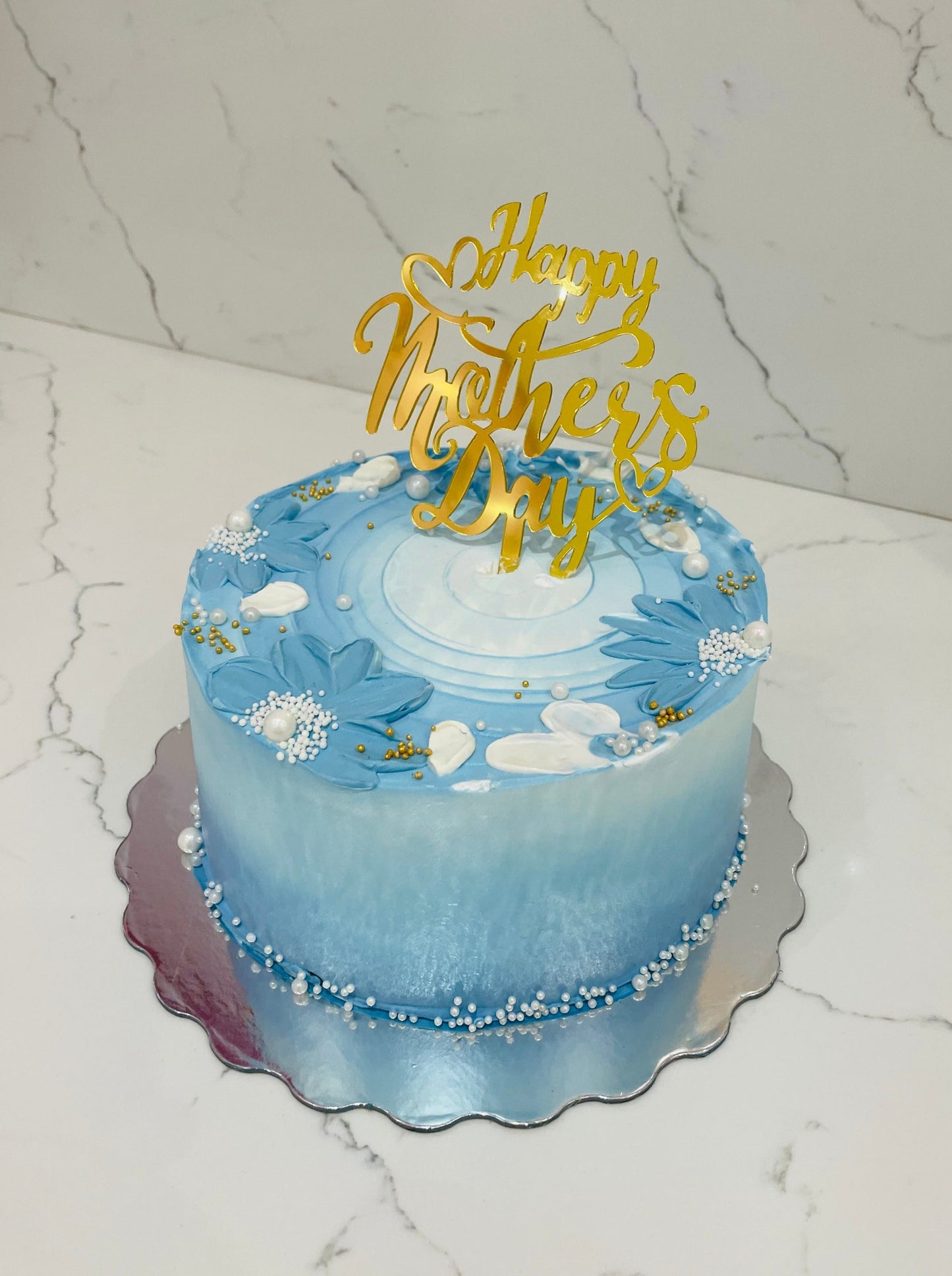 Dusty Blue Mother's Day Cake