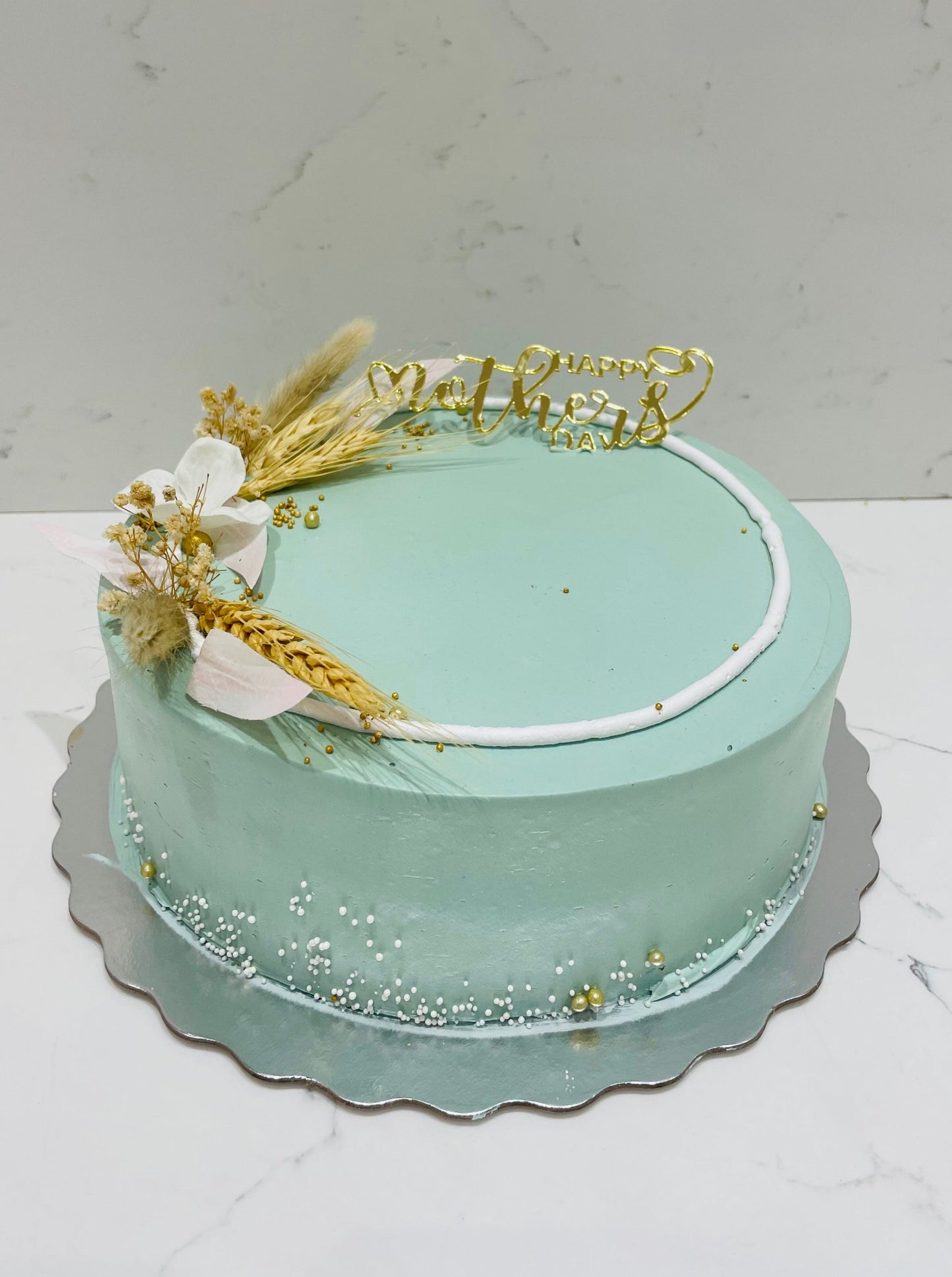 Sage Green & Ivory Mother's Day Cake