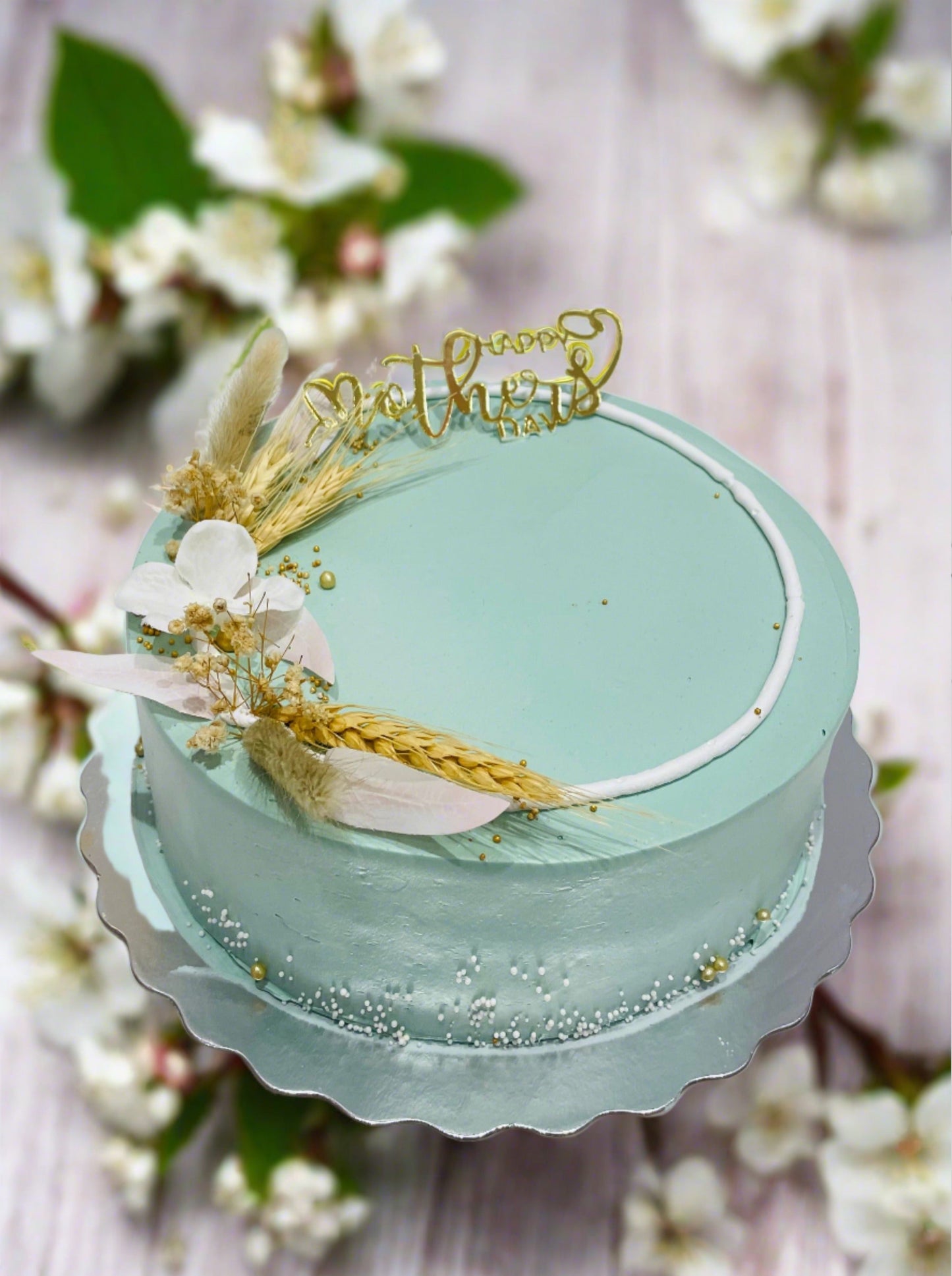 Sage Green & Ivory Mother's Day Cake