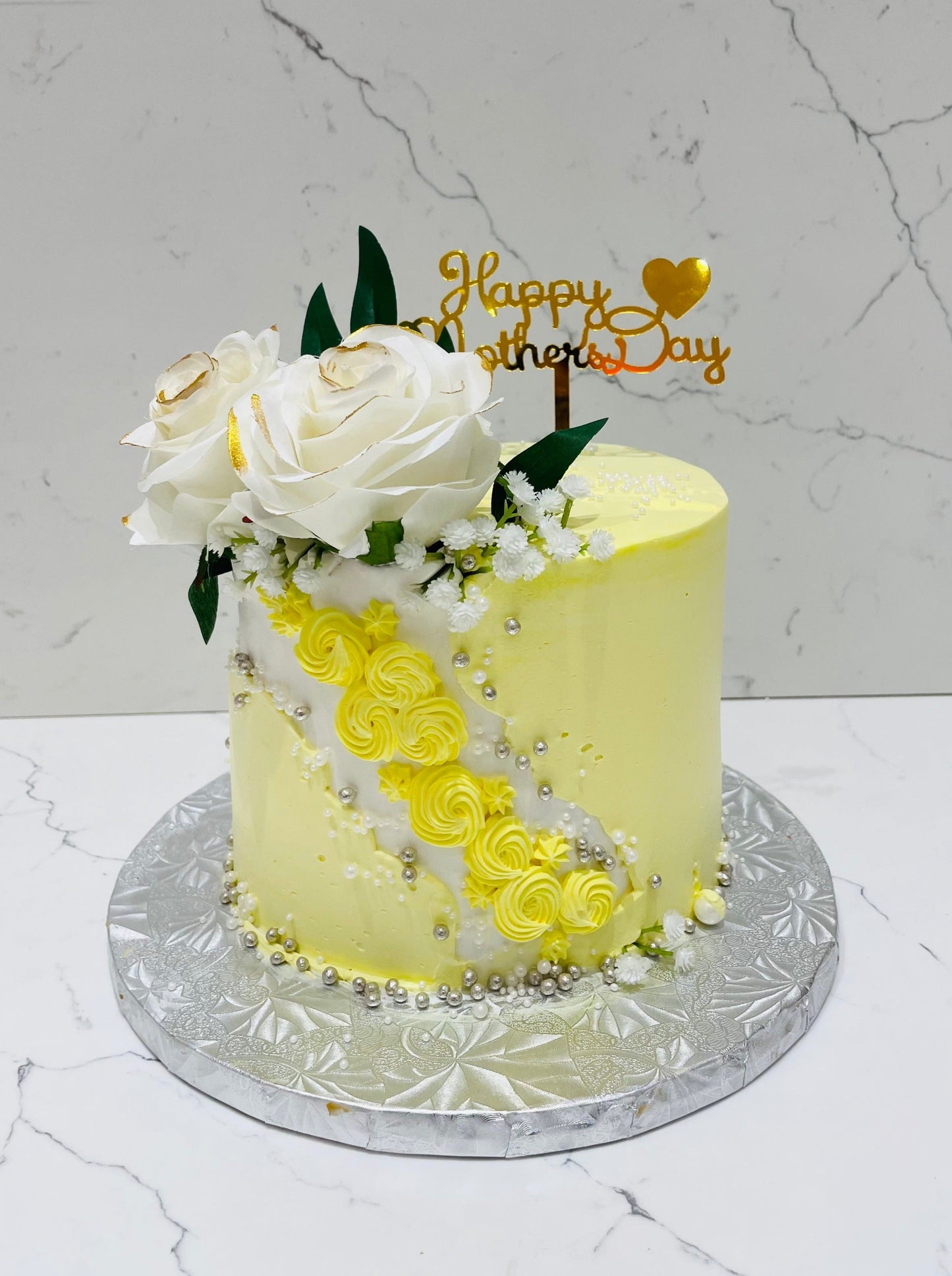 Yellow & White Mother's Day Cake