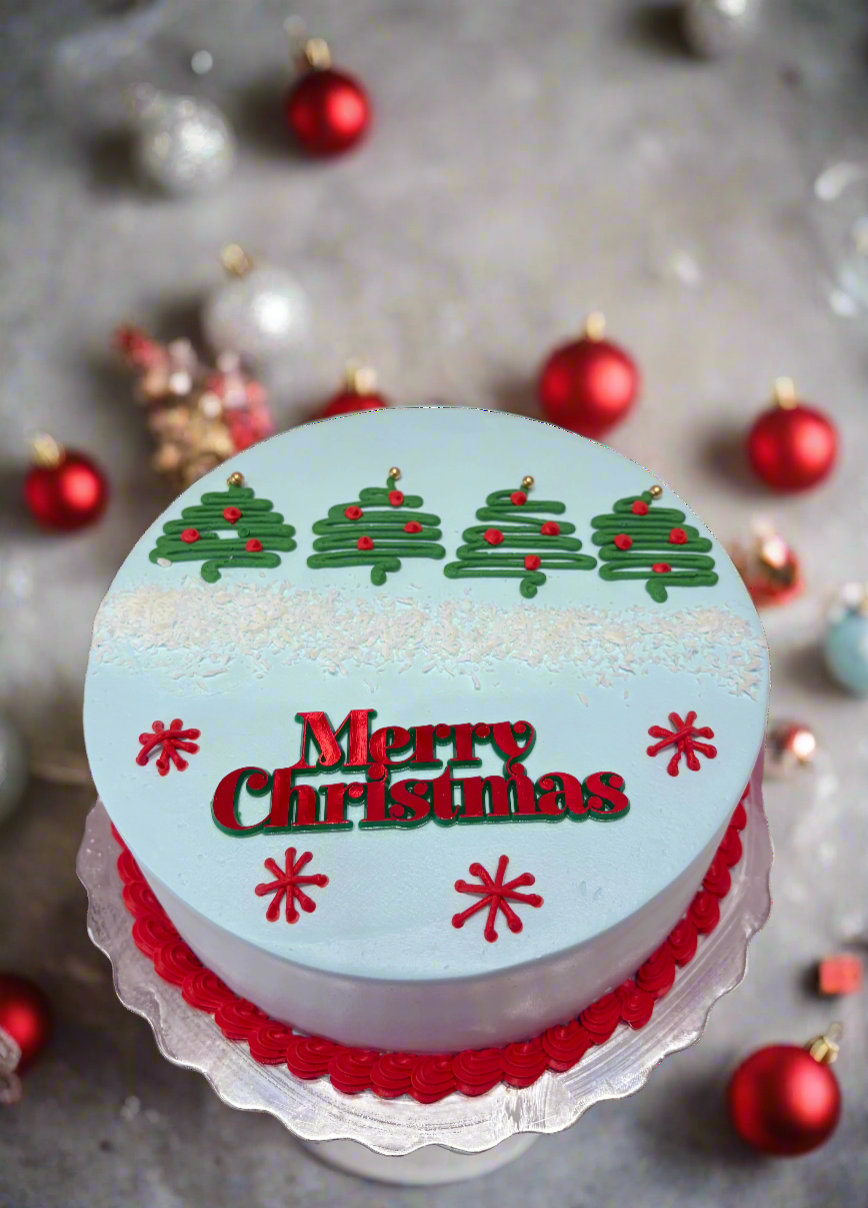 Blue & Red Christmas Cake