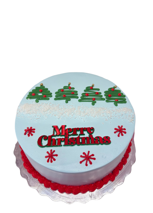 Blue & Red Christmas Cake