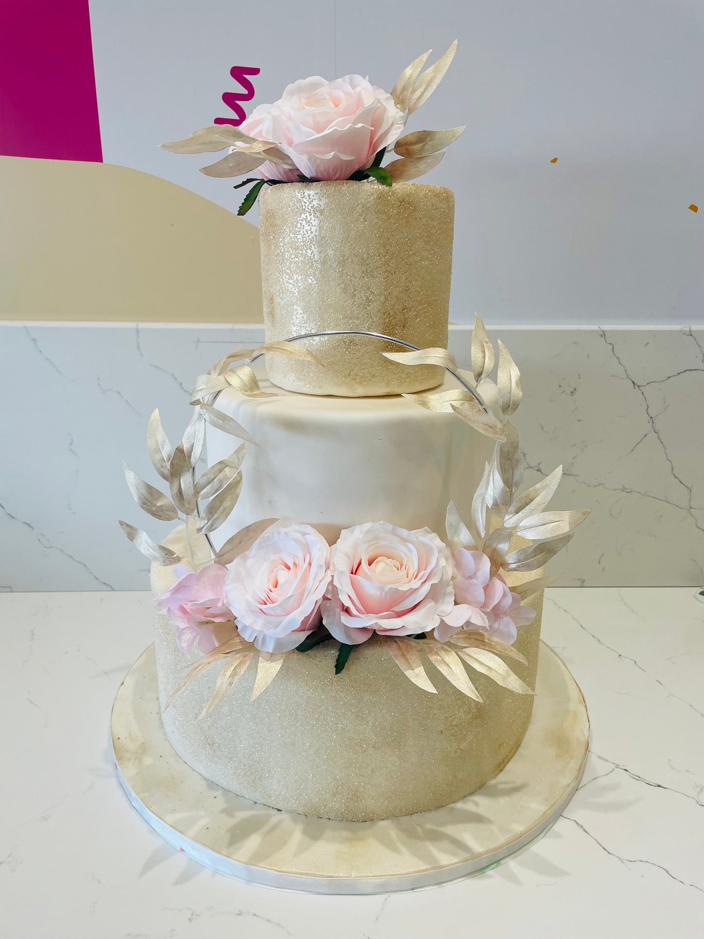 String Garland Wedding Fondant Cake
