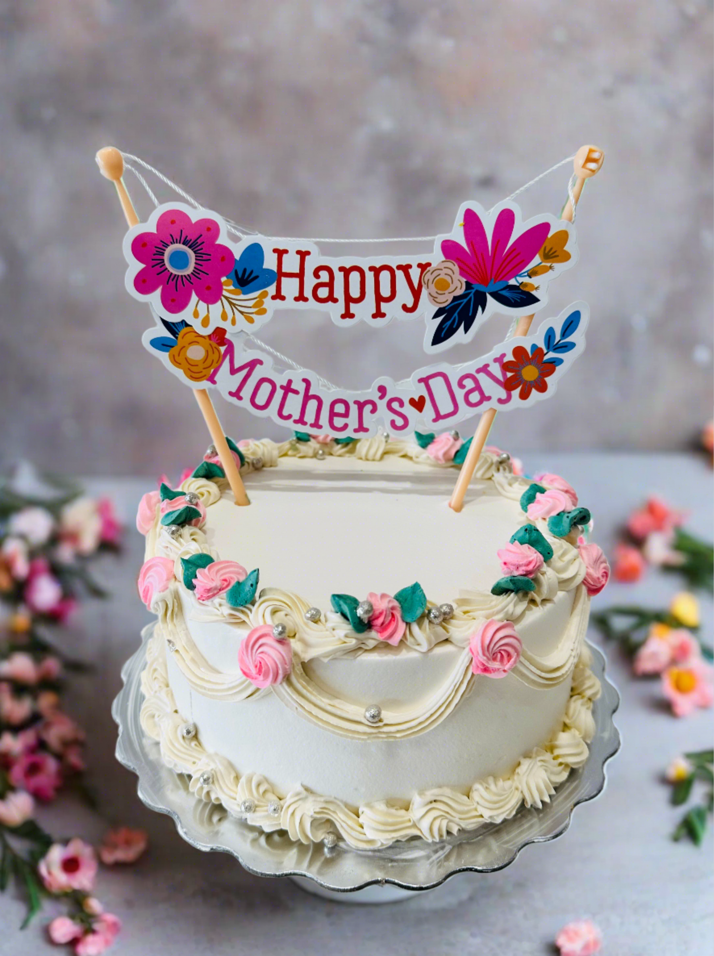 Ivory Floral Mother's Day Cake