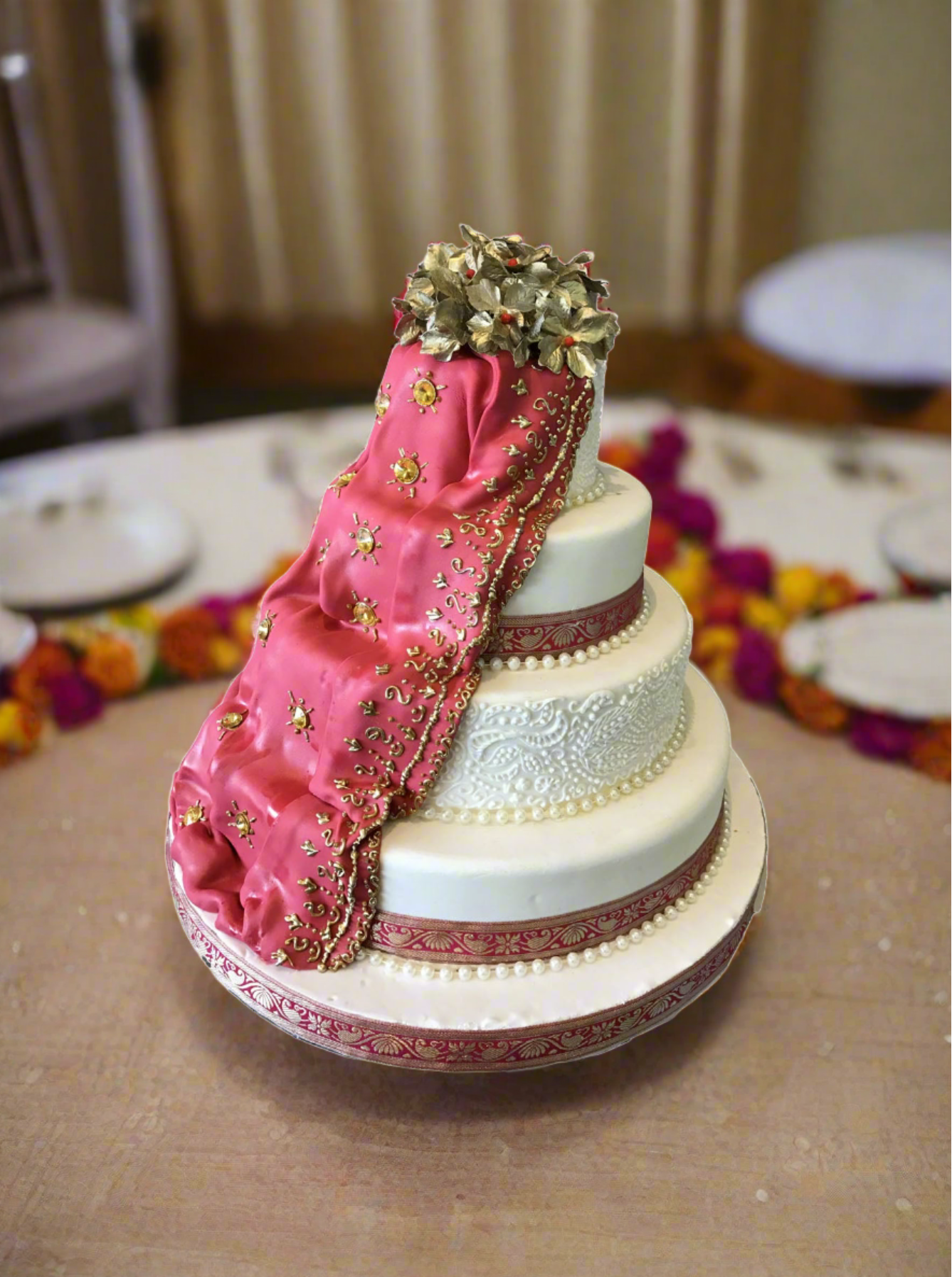 Indian Drape Wedding Cake