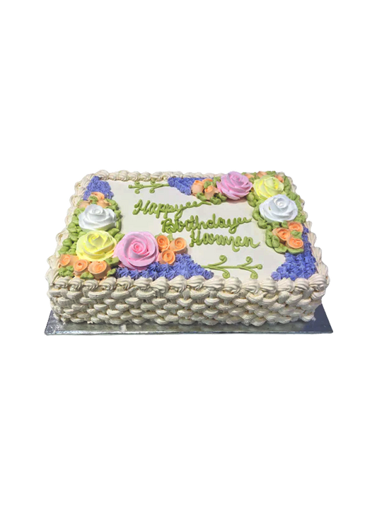 Ivory Basket Floral Cake