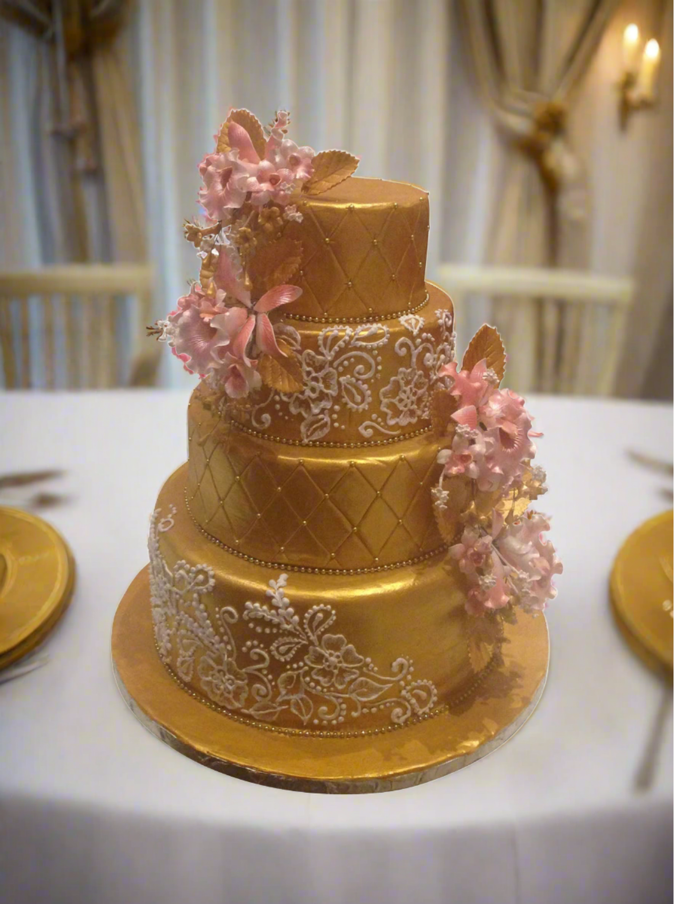 Katie Golden Wedding Cake