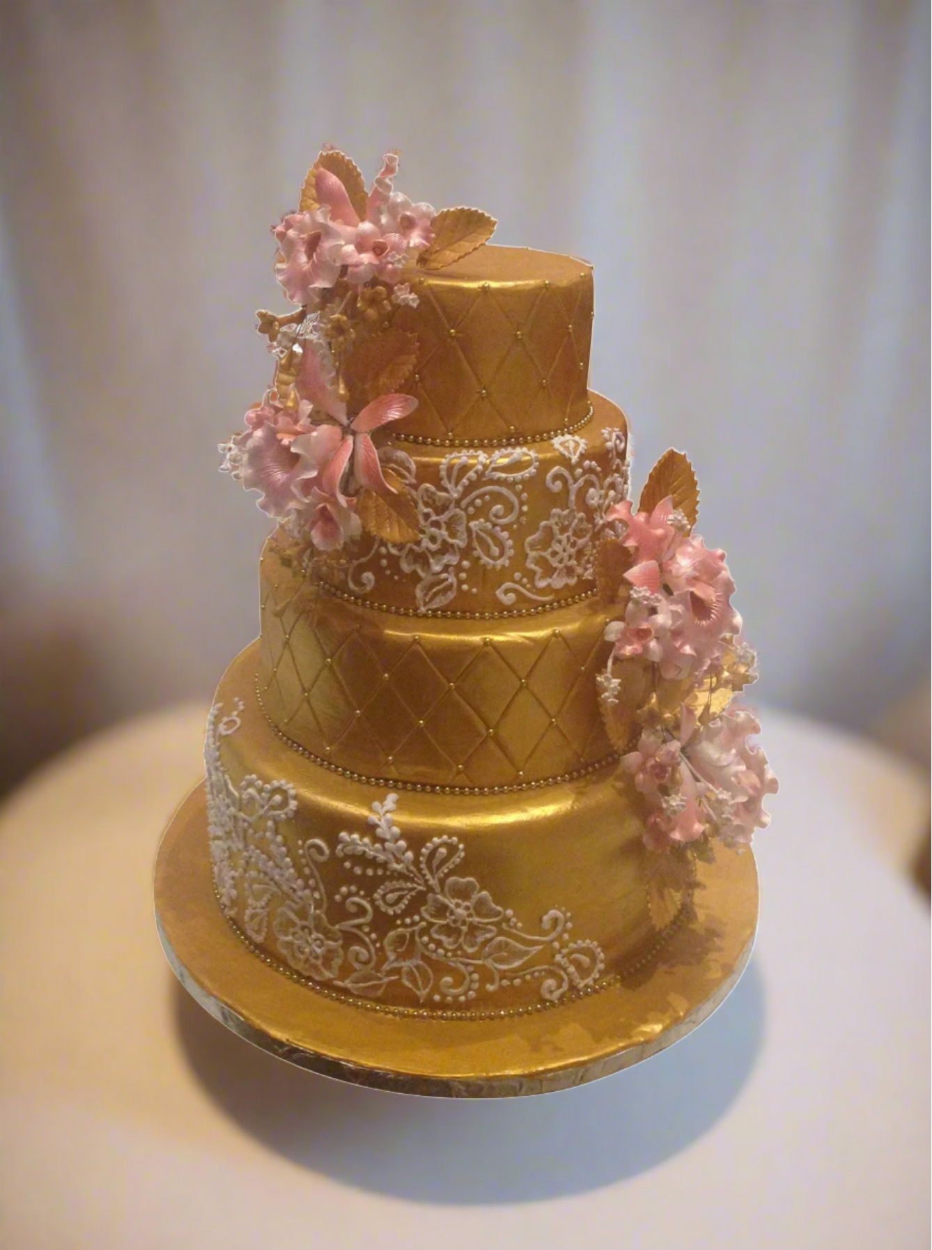 Katie Golden Wedding Cake