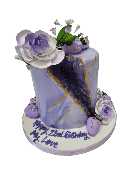 Lavender Geode Effect Fondant Cake