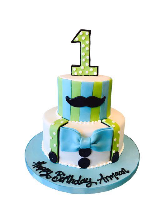 Moustache 1St Birthday Fondant Cake
