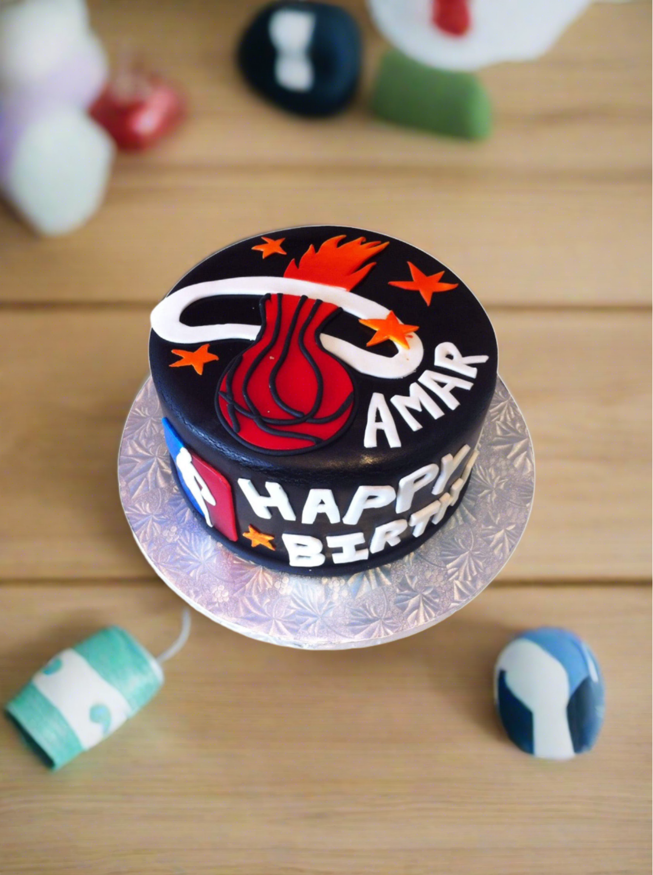 Nba Basketball Miami Heat Fondant Cake