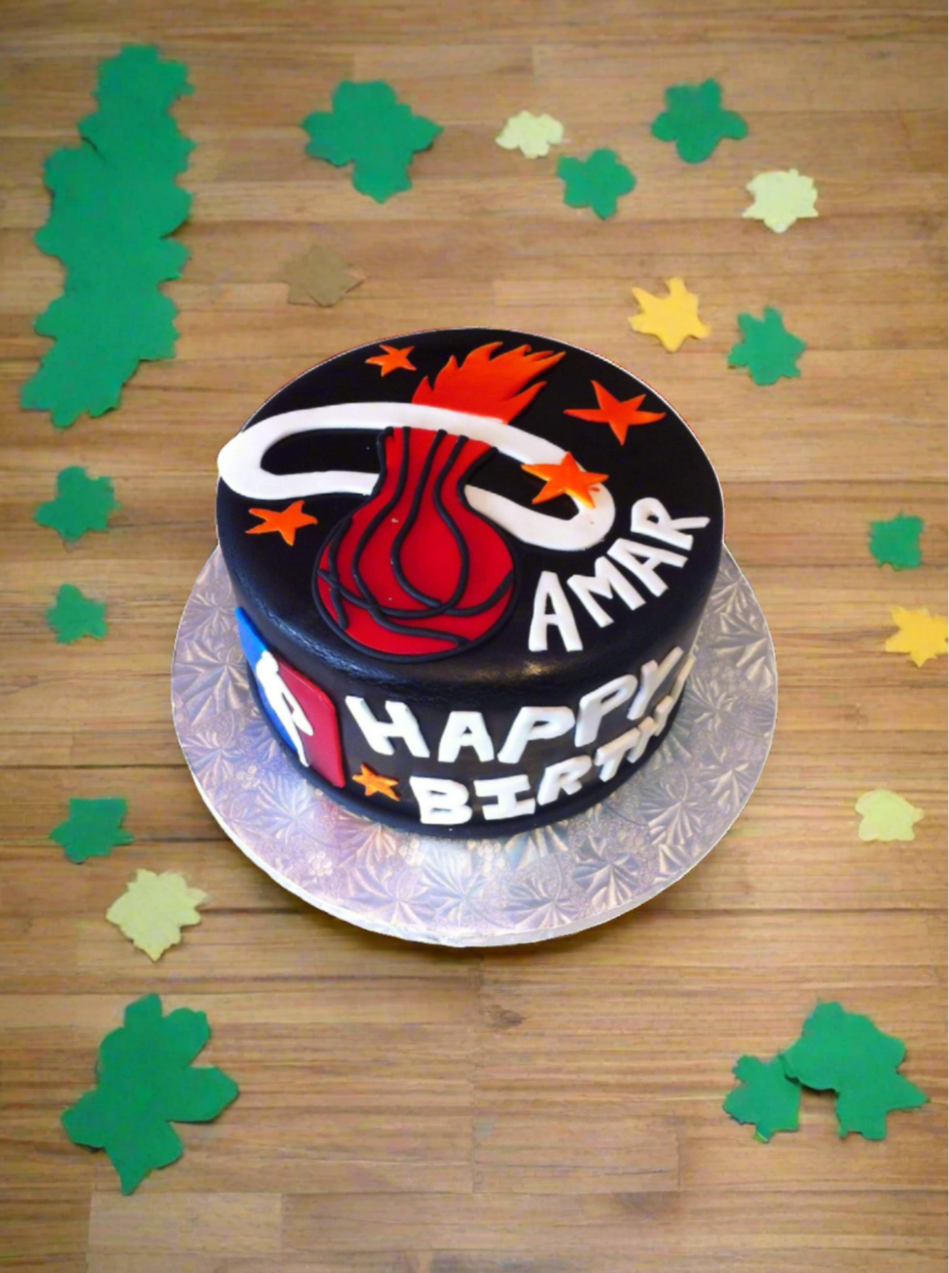Nba Basketball Miami Heat Fondant Cake