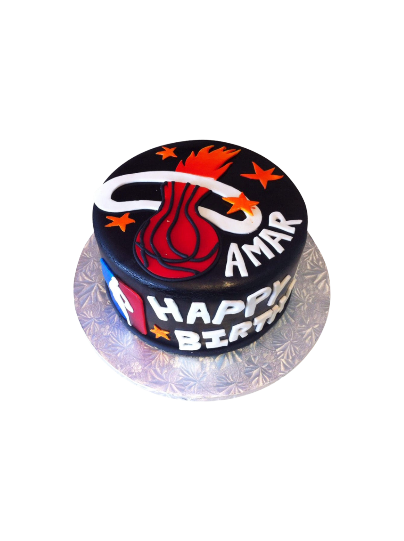 Nba Basketball Miami Heat Fondant Cake