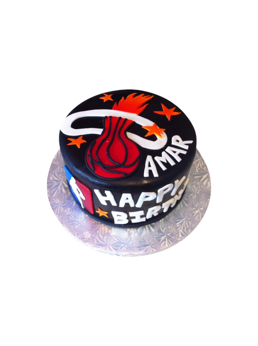 Nba Basketball Miami Heat Fondant Cake