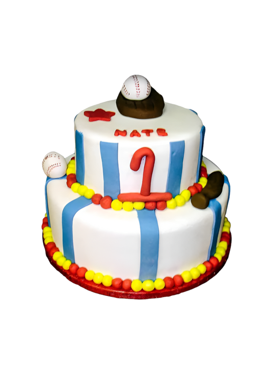 Nate Baseball Tiered Cake