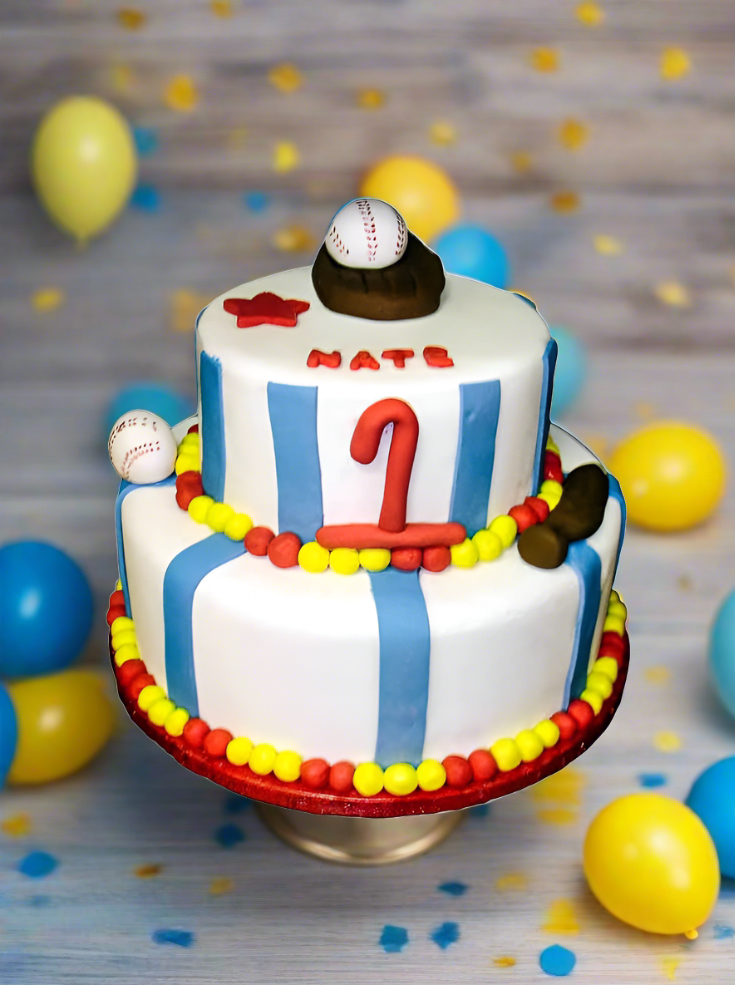 Nate Baseball Tiered Cake