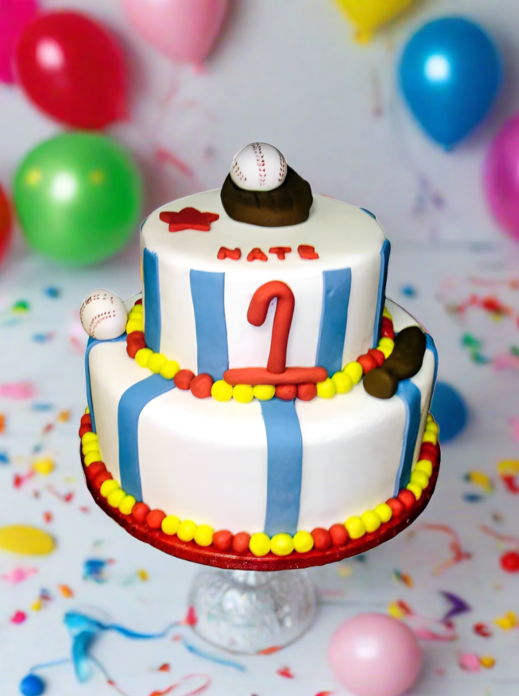 Nate Baseball Tiered Cake