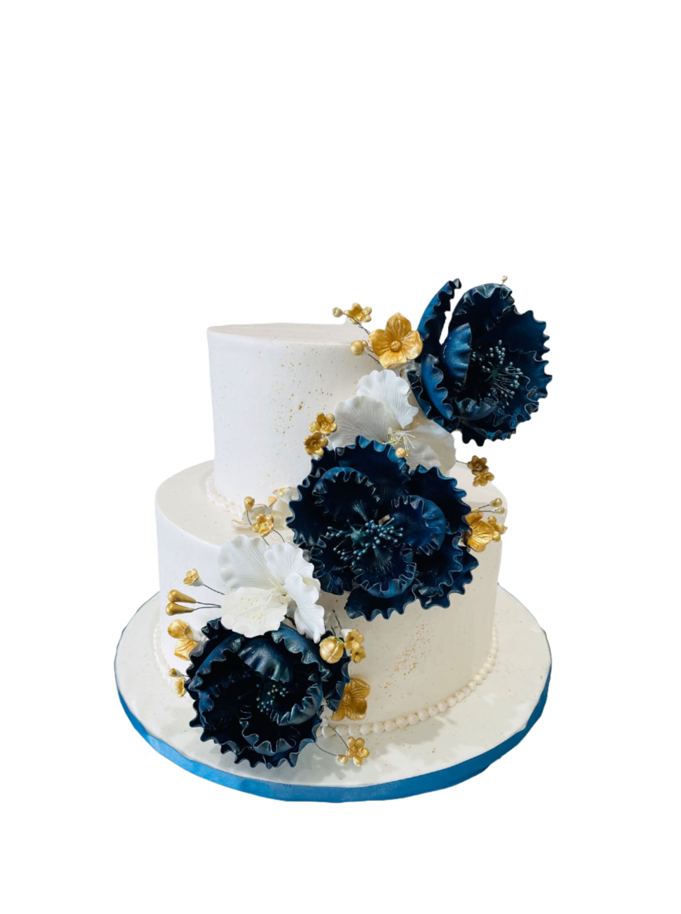 Navy Blue & White Wedding Cake