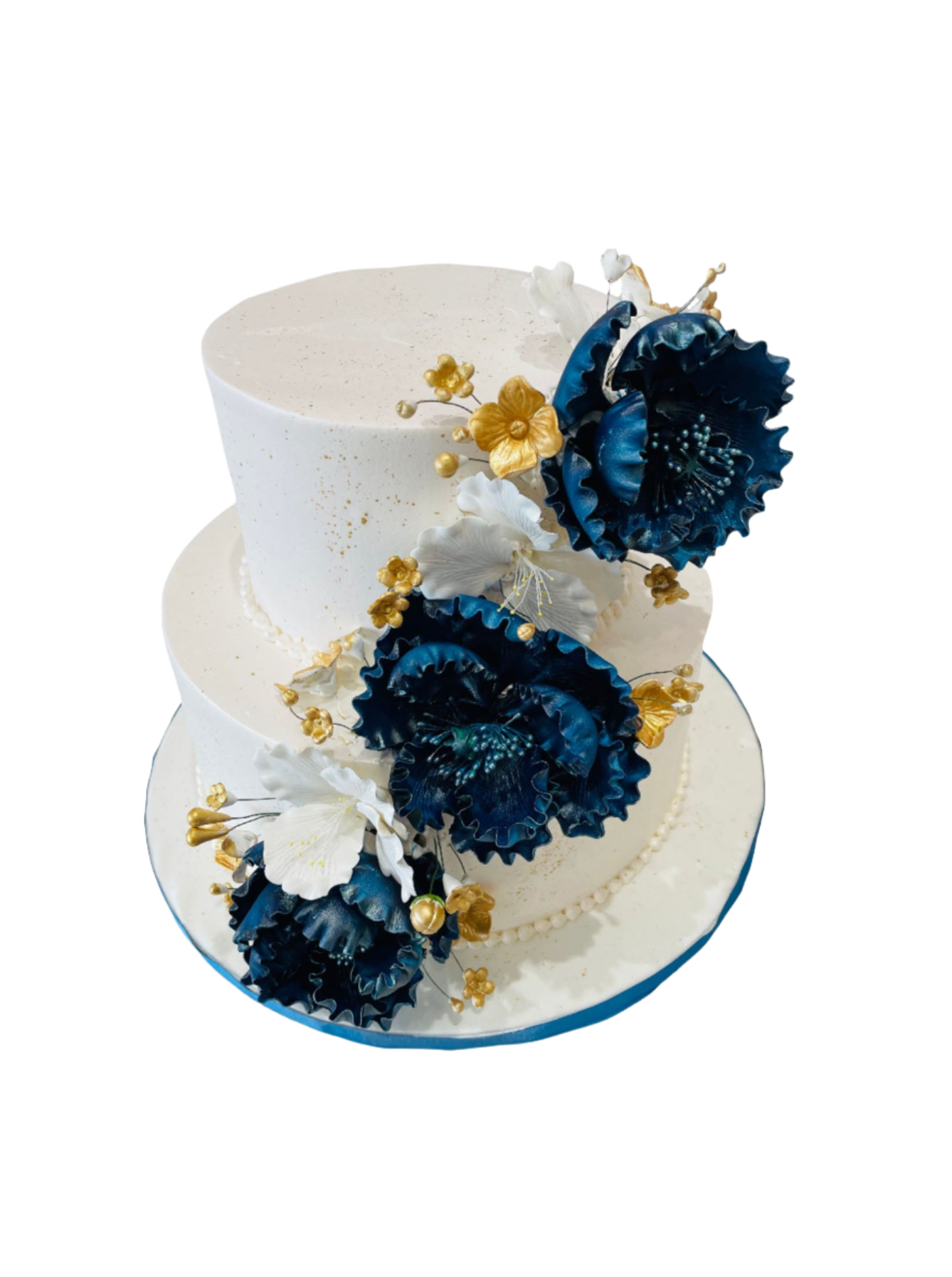 Navy Blue & White Wedding Cake