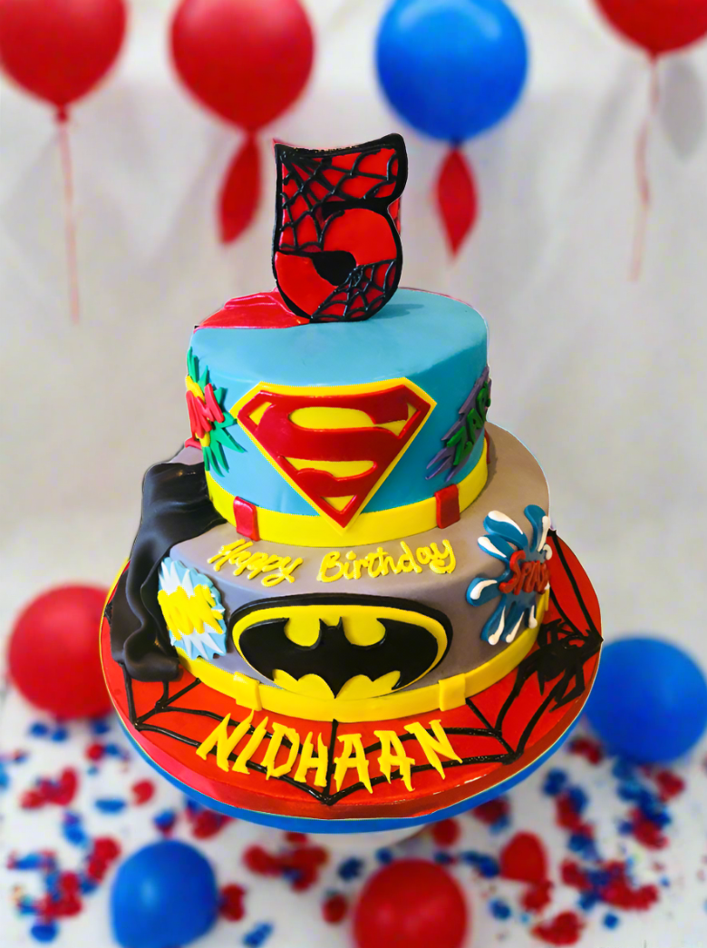 Nidhaan Spiderman Tiered Cake