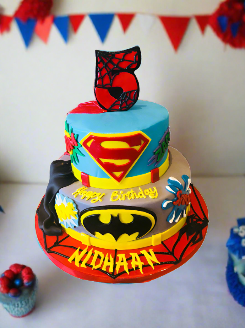 Nidhaan Spiderman Tiered Cake