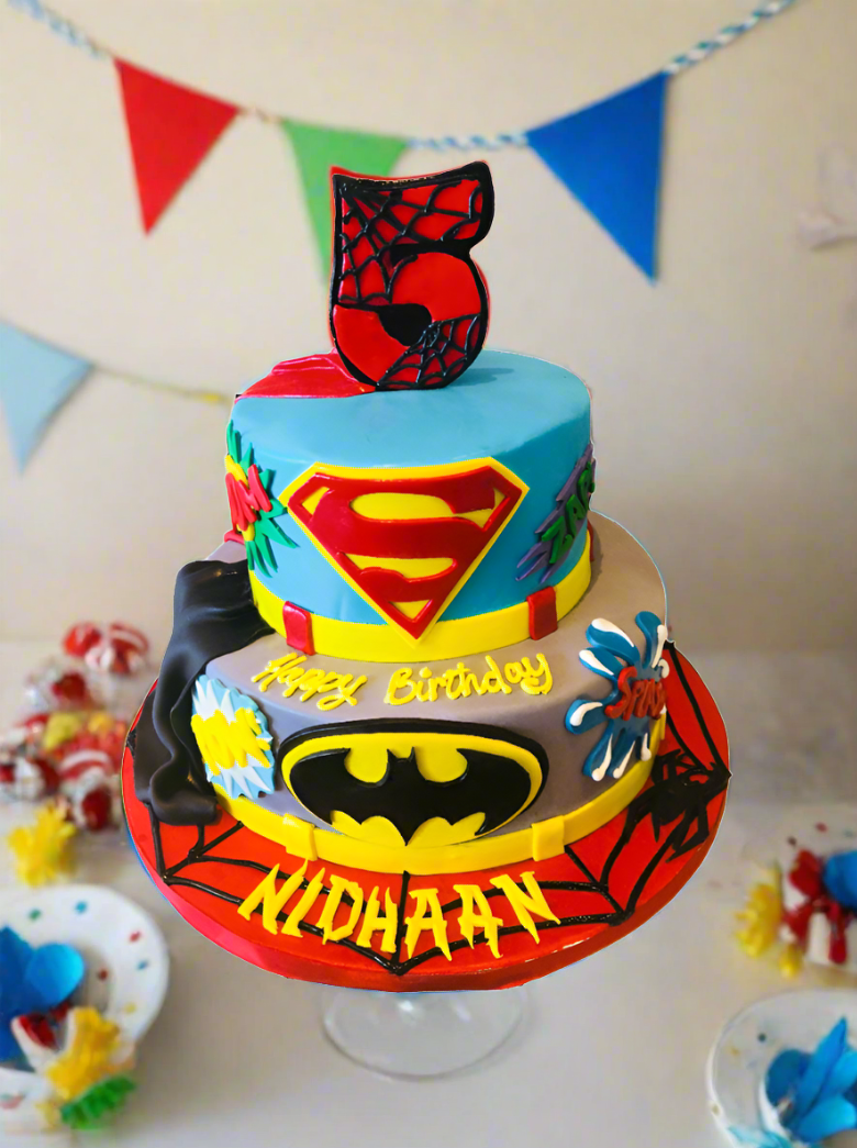 Nidhaan Spiderman Tiered Cake